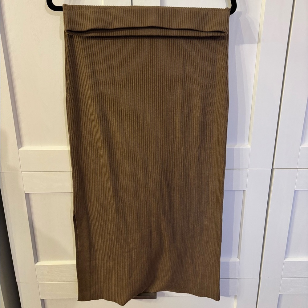 Brown Ribbed Women's Skirt